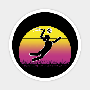 Travel back in time with beach volleyball - Retro Sunsets shirt featuring a player! Magnet